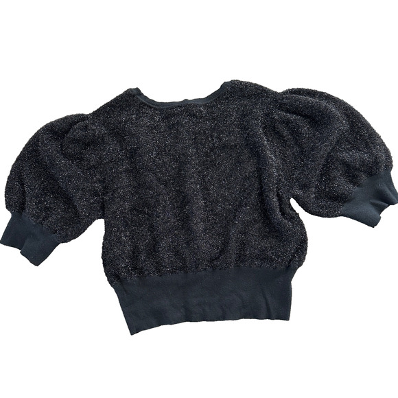 anthropologie maeve pamela black shimmer eyelash knit sweater xl tinsel pullover - Picture 2 of 8